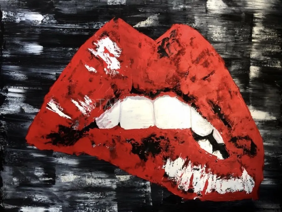 Labios sobre blanco y negro
