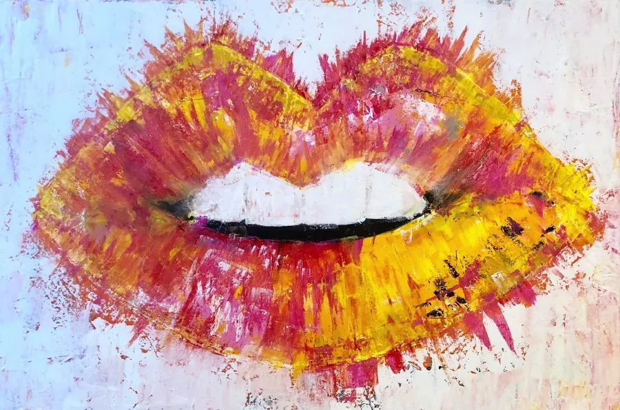Labios rosa y amarillo